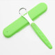 Tongue scraper, double-sided, metal, in case, Light green